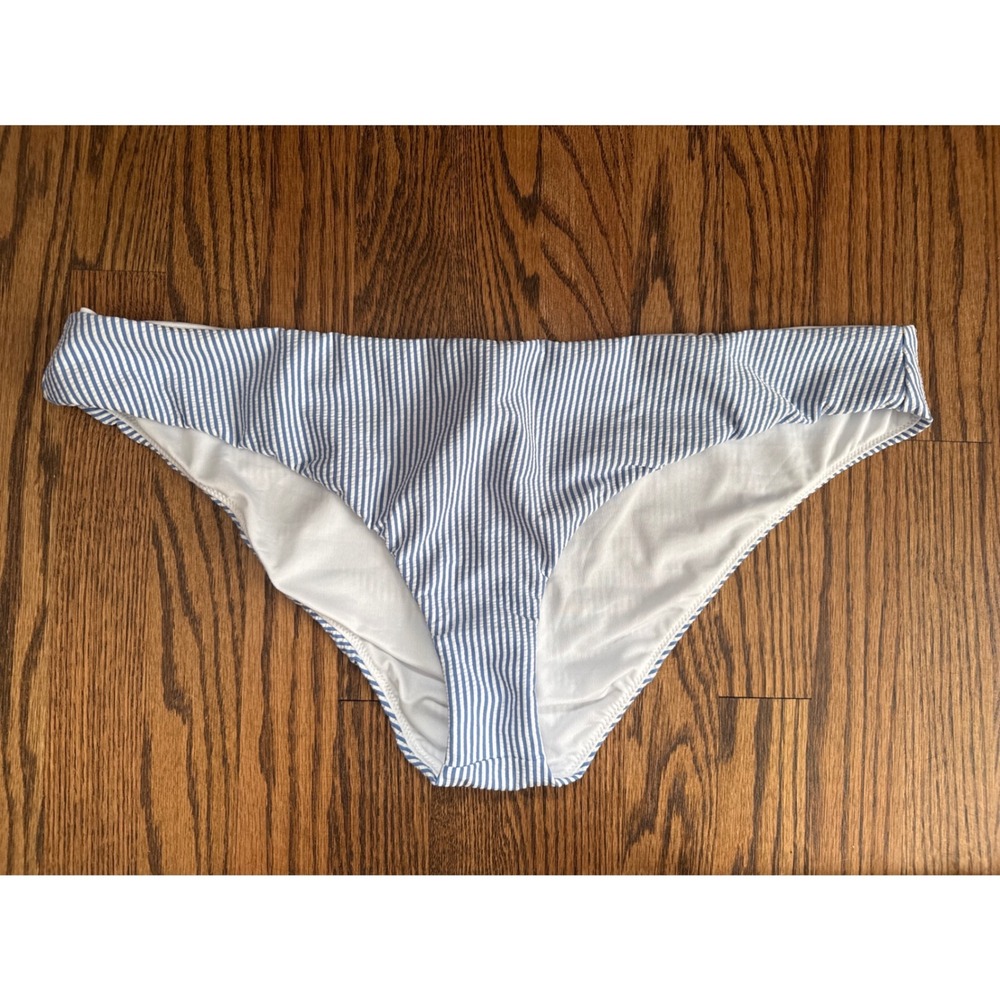 J.Crew Blue White Seersucker Bikini Bottom‎ Swimsuit Women's 2X New